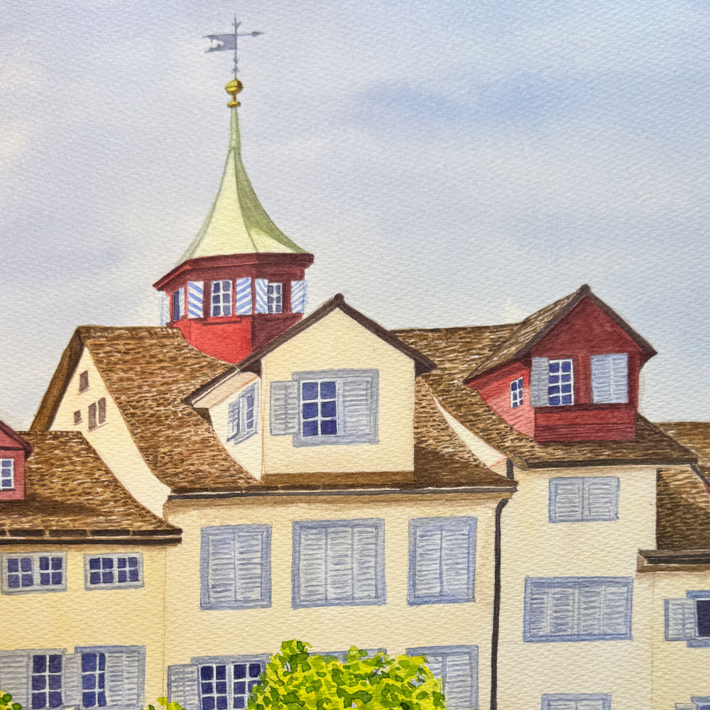 Zurich Rooftops Watercolor